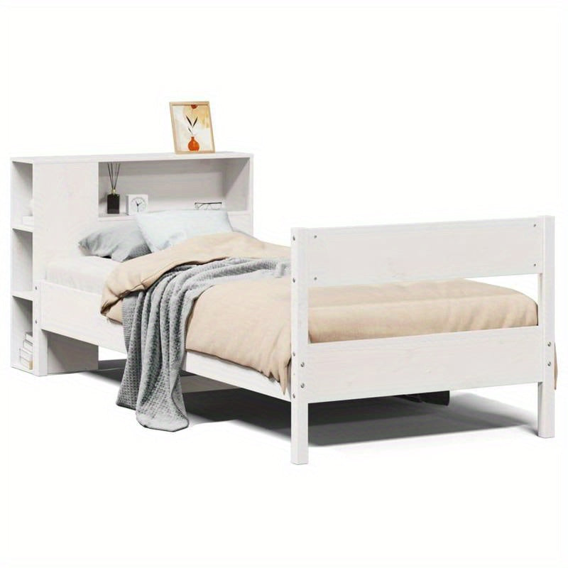 Massief Houten Bed – Houten Bedframe – Eenpersoonsbed – Slaapbank – Stijlvol Bed – Wit – 90x190 cm – Praktisch Demontabel Ontwerp – Koninklijk Design