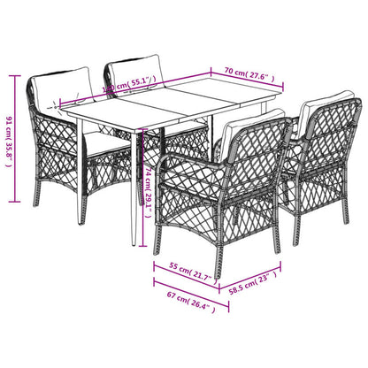 Tuinset – Tuinmeubel – Terrasmeubilair – Buitenmeubilair – Loungeset – Zwart Poly Rattan – Weerbestendig & Comfortabel – Moderne Strakke Design