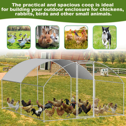Chicken Coop 6/9/12/18/24m² for Poultry House, Bird Cage, Small Animals with Lock and Door, Safety Lock, Ideal for Outdoor Use, Triangular Roof/Dome, Free Range Enclosure, Steel Construction, PVC-Coated Roof