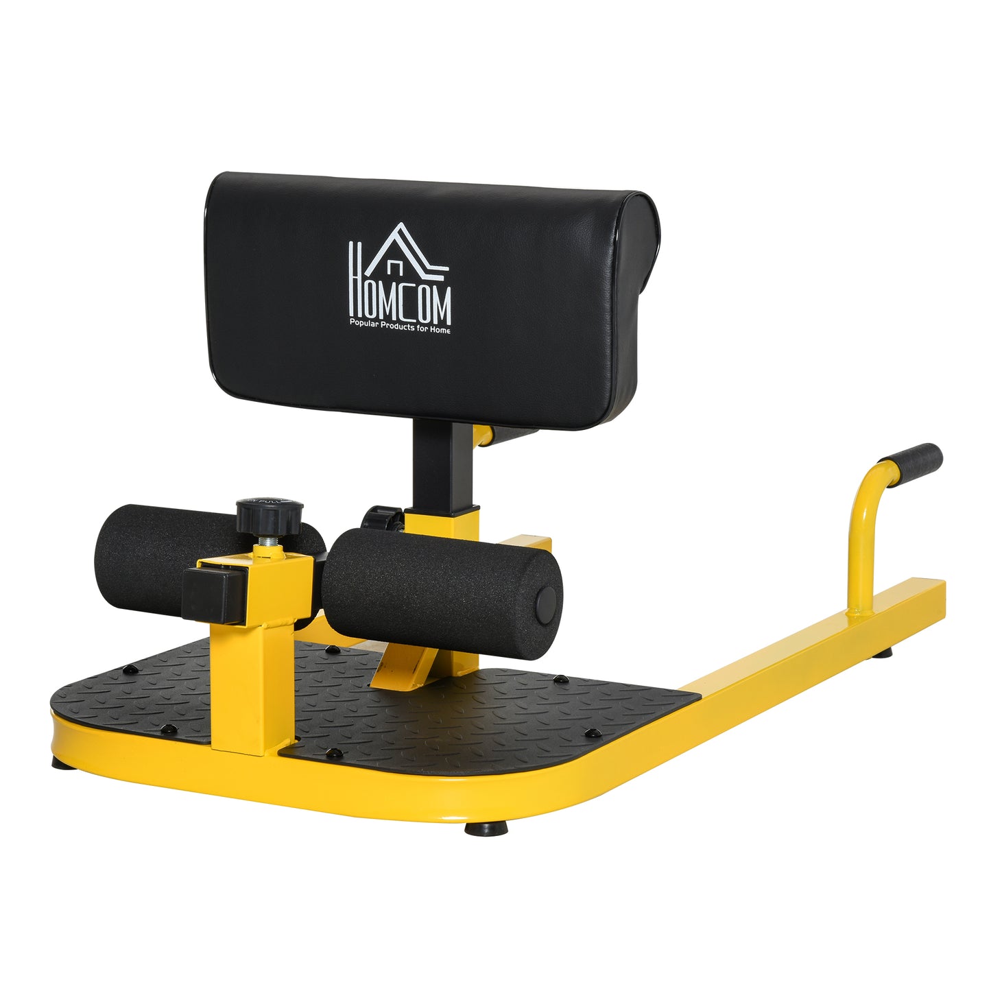 Sissy Squat Trainer – Knie Trainer – Benen Trainer – Buikspiertrainer – Billen Trainer – 3-in-1 Verstelbare Trainer – Stalen Frame Tot 120 Kg – Geel/Zwart 50x97x44,5-56,5 Cm