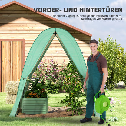 Outsunny Cold-Proof Greenhouse with Roller Door & 2 Windows, Steel-Film Construction, 180x180x200cm, Transparent Panels for Light & Ventilation, Durable Outdoor/Indoor Use for Tomatoes, Vegetables, Flowers, Balcony & Garden,
