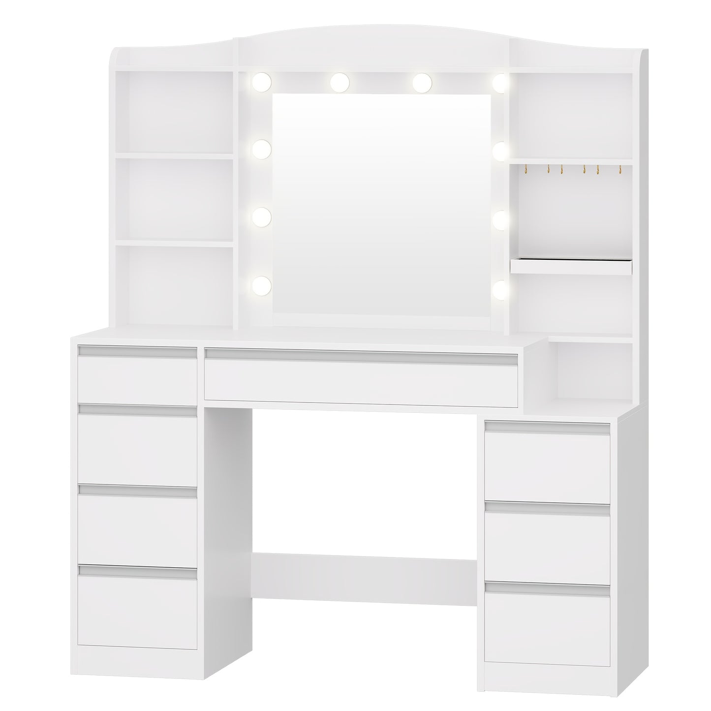 Make-up Tafel – Kaptafel – Schminktisch – Beautytafel – Make-up Organizer – LED Verlichting 3 Kleuren – Groot 90 cm Tafelblad – Wit