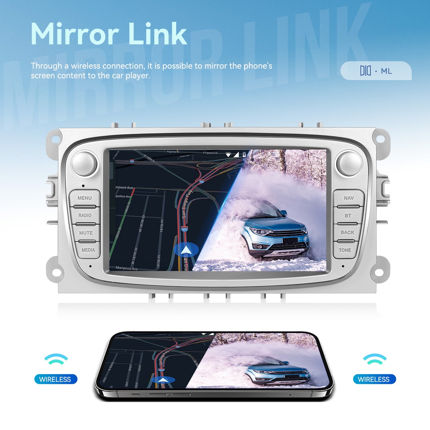 8 Cores 4+64GB Android 15 Car Radio for Ford Focus Mondeo C-MAX S-MAX for galaxy II Kuga 17.78 cm Wireless Carplay Radio with Android Car Mirror Link B-T FM/ RDS/ EQ/ DSP WiFi GPS Navigation Reversing, Car Entertainment Syste