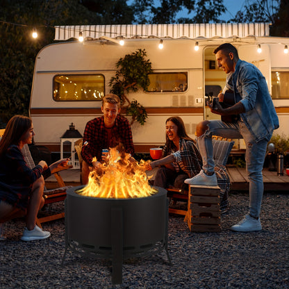 Vuurschaal – Vuurkorf – Tuinhaard – Sfeerhaard – Terrasverwarmer – Rookvrij – 66 cm Carbonstaal – Draagbaar & Stevig Ontwerp