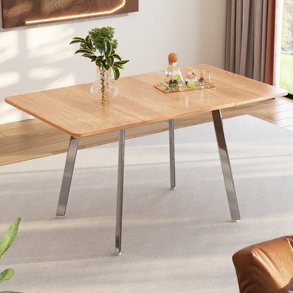 Uitklaptafel – Klaptafel – Uitschuifbare Tafel – Eettafel – Vouwtafel – Natuurlijk Hout – 120-160 cm Uitschuifbaar – Stevig Metaal