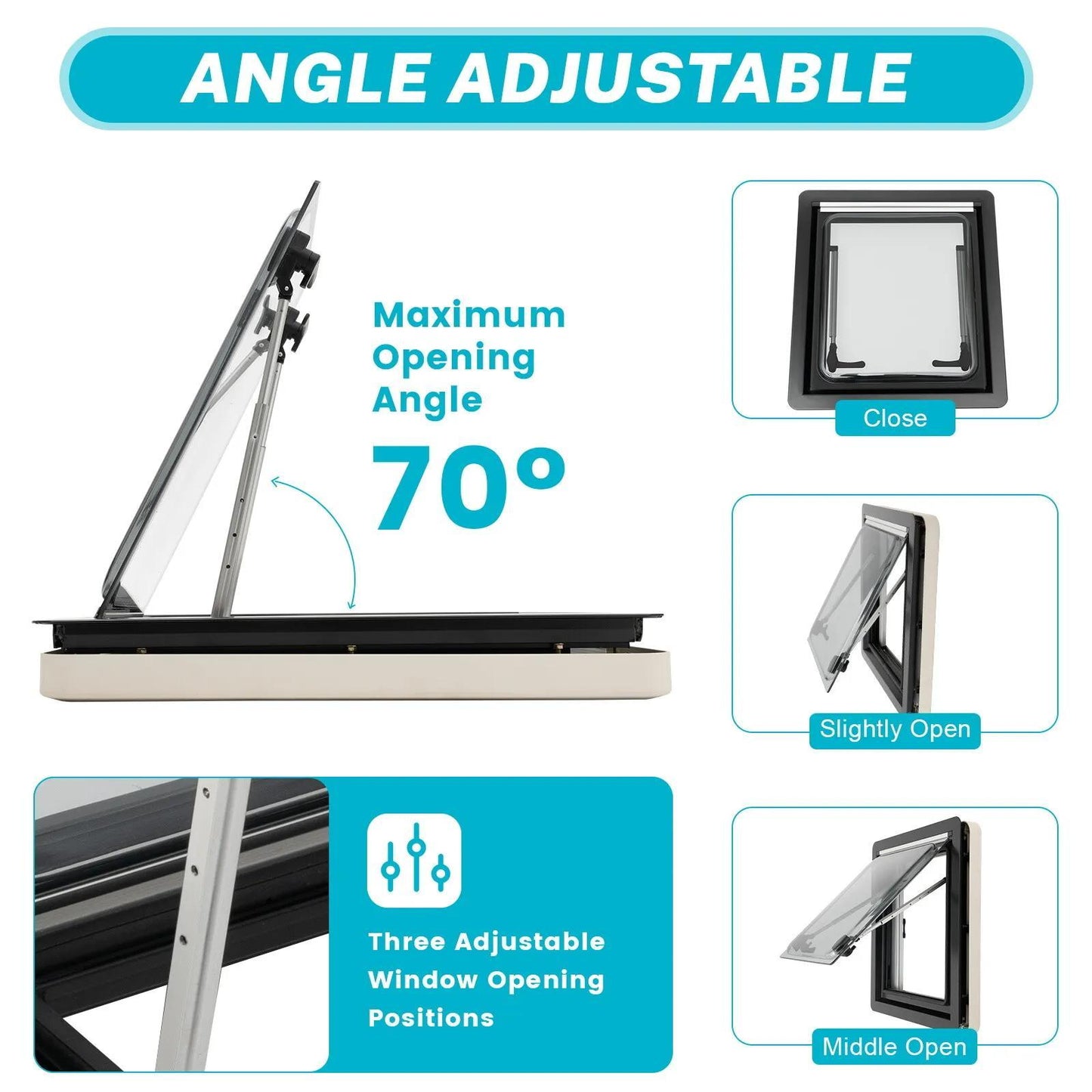 Goodslinesshop Caravan Camper Window - 70° Opening Angle, 450 x 500mm Side Window for Caravans & Motorhomes (High-Quality Shop Now!), Motorhome Part And Accessorie, Rv Accessorie Must Have, Rv Accessorie, Rv Part And Accesso