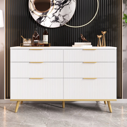 Ladekast – Ladekastje – Ladenkast – Commode – Kast – Wit – 6 Laden – Modern Design – Bamboe Materiaal – Compact Vrijstaand – Ruime Opbergruimte