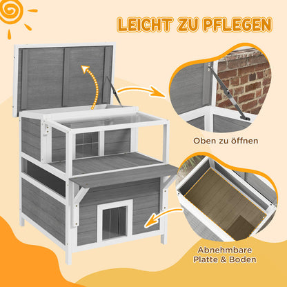 Kattenhuis – Kattenverblijf – Kattenhuisje – Kattenhok – Kattencondo – 2 Verdiepingen Met Balkon – Weerbestendig En Duurzaam – Ruim Ontwerp Voor Grote Katten