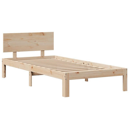 Bed met Boekenkast – Bedframe – Slaapbank – Opbergbed – Hoofdbord met Plank – Marrone Kleur – Ruimtebesparend Ontwerp – Massief Dennenhout 140x190 cm