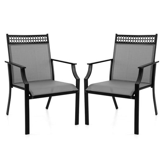 Tuinstoelen – Terrasstoelen – Balkonstoelen – Outdoor Stoelen – Tuinstoelen Set 2 – Brede Zitting – Snel Droogend Stof – Grijs