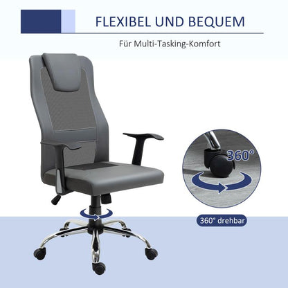 Bureaustoel – Office Chair – Kantoorstoel – Draaistoel – Ergonomische Stoel – Verstelbaar 360° Draaibaar – Met Metalen Frame en Handmatige Kantelfunctie – Max. 120 kg Belastbaar