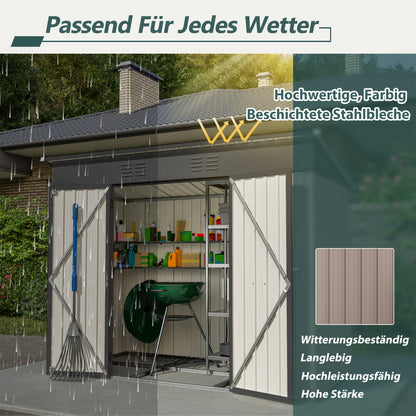 Metalen Opbergschuur – Tuinschuur – Fietsenberging – Tuingereedschapberging – Buitenberging – Verzinkt Staal – Ventilatie – Slot – 243,8x121,9 cm – Afneembaar