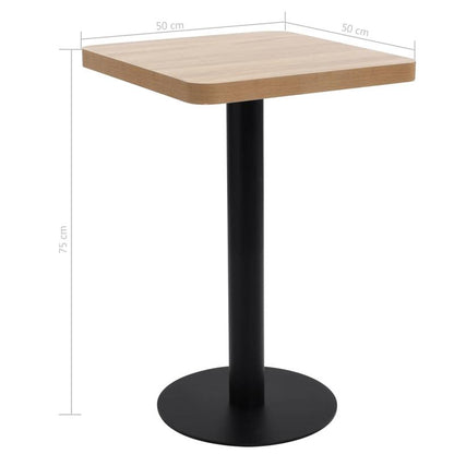 Bistrotic Light Brown Modern Bistro Table - 50x50cm Round/Rectangular MDF Wood & Metal Base, Space-Saving Indoor/Outdoor Dining Table or Accent Furniture, Easy-Clean Surface, Durable & Sturdy Design for Home, Cafe, Restaurant