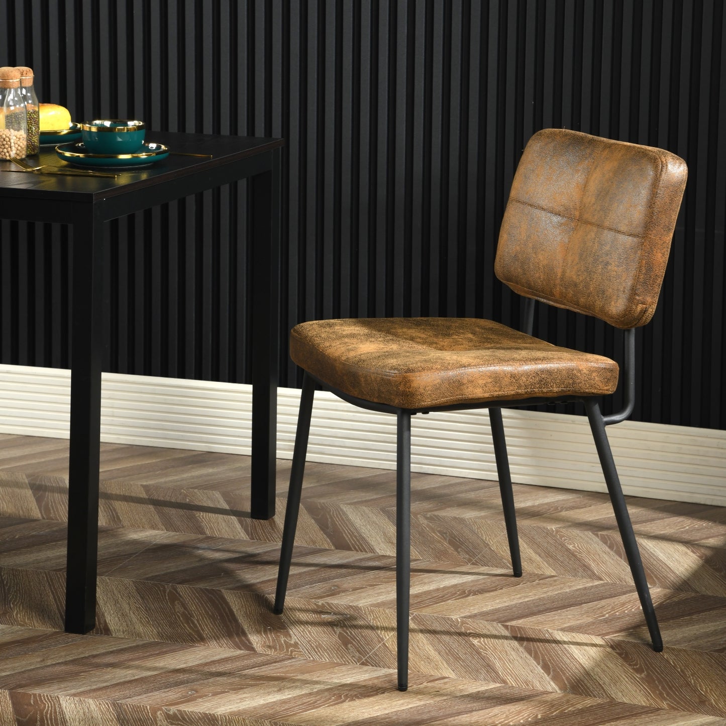 Eetkamerstoelen – Stoelen – Armloze Stoelen – Kuipstoelen – Bistrostoelen – Bruin – Retro Scandinavisch Design – Ergonomisch Zitcomfort – Metalen Poten