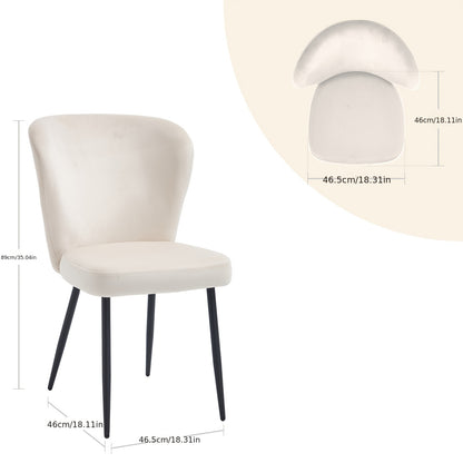 4 Dining Chairs Set, Modern Kitchen Chairs with Velvet Fabric and Metal Legs, Suitable for Dining Room, Kitchen, Living Room, Bedroom, Classic Style, Armless Design, Solid Back, No Electricity Needed, Easy to Clean, Dining Ro