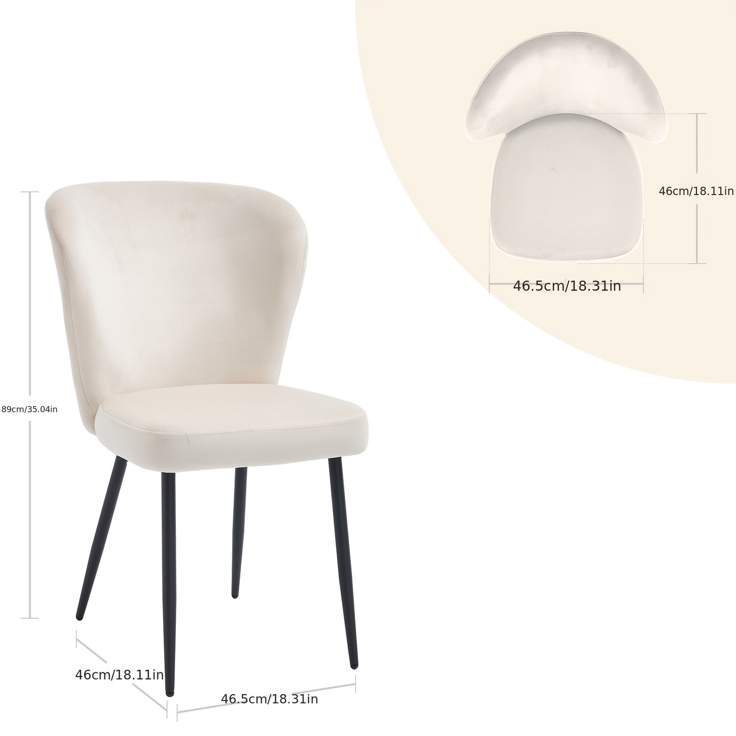 4 Dining Chairs Set, Modern Kitchen Chairs with Velvet Fabric and Metal Legs, Suitable for Dining Room, Kitchen, Living Room, Bedroom, Classic Style, Armless Design, Solid Back, No Electricity Needed, Easy to Clean, Dining Ro