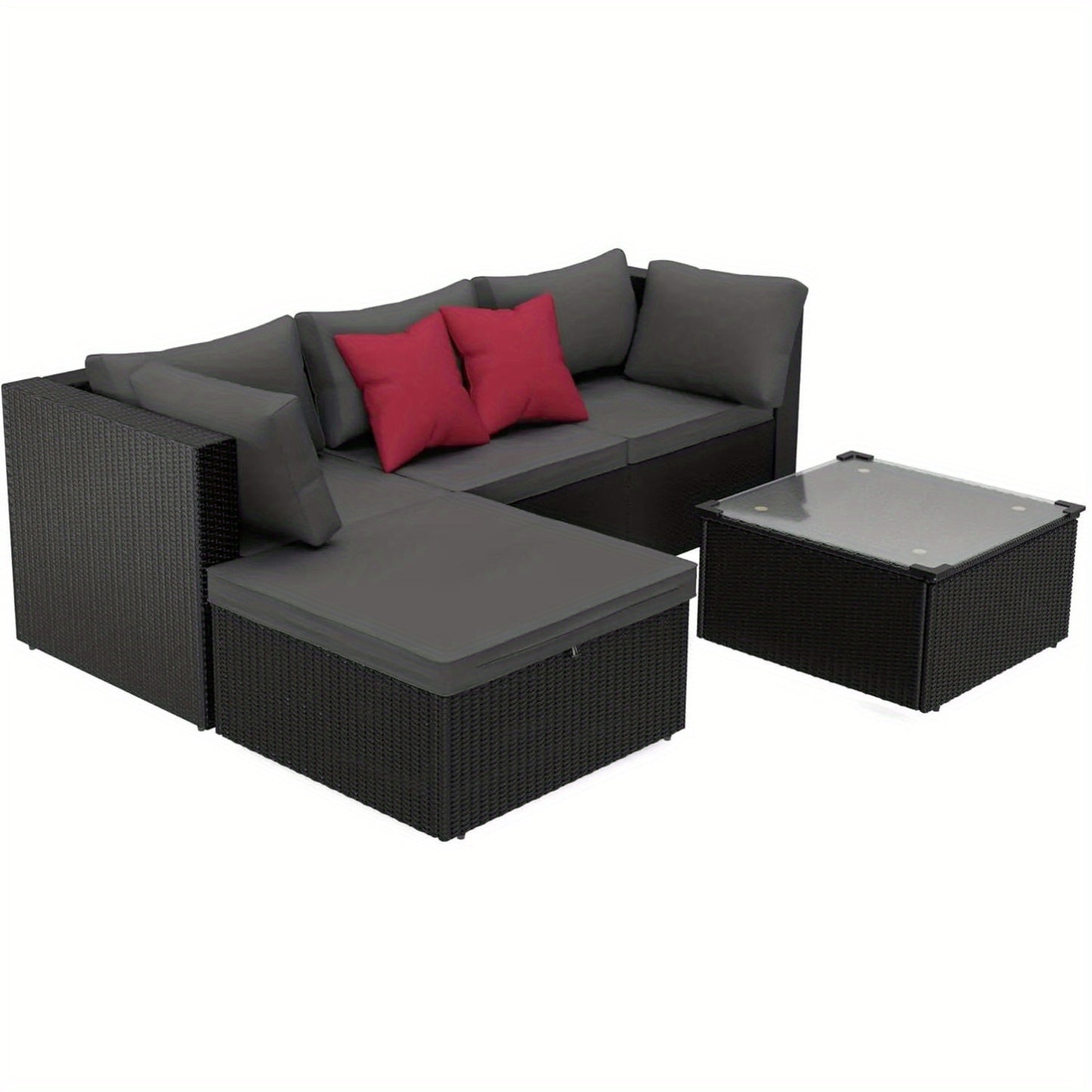 PVC Rattan Tuinmeubelset – Lounge Set – Hoekbank – Tuintafel – Tuinmeubelen – Outdoor Sofa Set – Inclusief 7 Kussens – Vrij Combineerbaar
