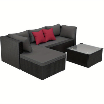PVC Rattan Tuinmeubelset – Lounge Set – Hoekbank – Tuintafel – Tuinmeubelen – Outdoor Sofa Set – Inclusief 7 Kussens – Vrij Combineerbaar