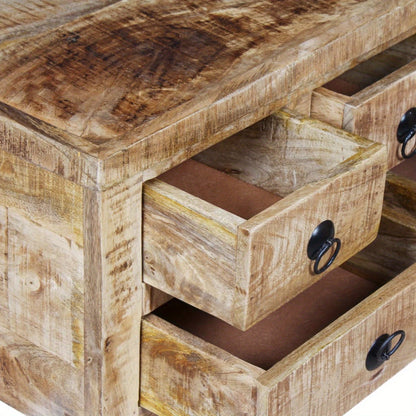 Salontafel – Koffietafel – Woonkamertafel – Bijzettafel – Eettafel – Ruw Mangohout – 70x70x40 cm – 5 Lades + Groot Opbergvak