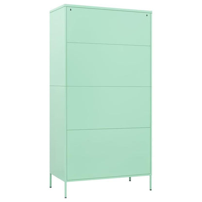Mintgroene Stalen Kast – Opbergkast – Kledingkast – Bergkast – Vrijstaande Kast – Stevig Staal – Compact 98 cm Hoog