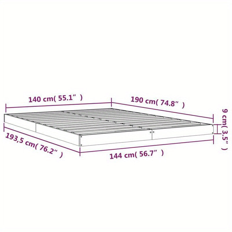 Bedframe 140x190 – Eénpersoonsbed – Tweepersoonsbed – Bedbodem – Slaapkamermeubel – Variant Braun – Massief Grenenhout – Eenvoudige Montage