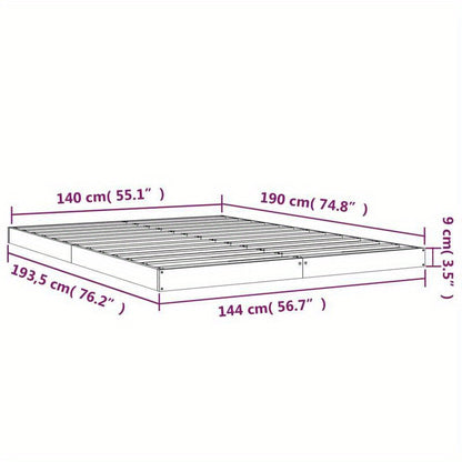 Bedframe 140x190 – Eénpersoonsbed – Tweepersoonsbed – Bedbodem – Slaapkamermeubel – Variant Braun – Massief Grenenhout – Eenvoudige Montage