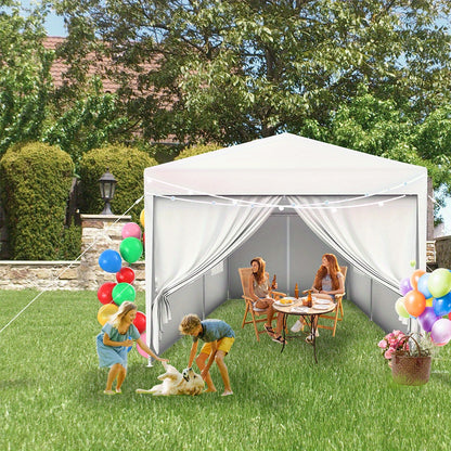 Garden Gazebo Party Tent with 4 Side Panels and Windows UV Protection, Suitable for Gardens, Parties, Weddings and Picnics (3x3m/3x6m/3x9m, Grey/White) - QUORE