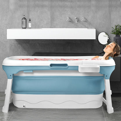 Inklapbare Badkuip Volwassenen – Opvouwbaar Bad – Mobiele Badkuip – Extra Groot Bad – Draagbare Badkuip – 128 x 62 x 52 cm – Duurzaam PP & Siliconen – Warmtebehoud Met Afdekking