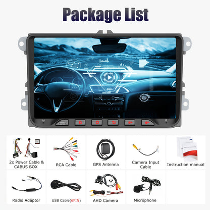 ESSGOO 4+64GB Android 14 Car Stereo Radio for VW for Golf MK5 MK6 for Passat B6 for Jetta Tiguan Touran Sharan Caddy Polo 9 Inch/22, 86cm IPS Screen Touch Display with Wireless Carplayer, Android Auto, Canbus GPS/WiFi/FM RDS/