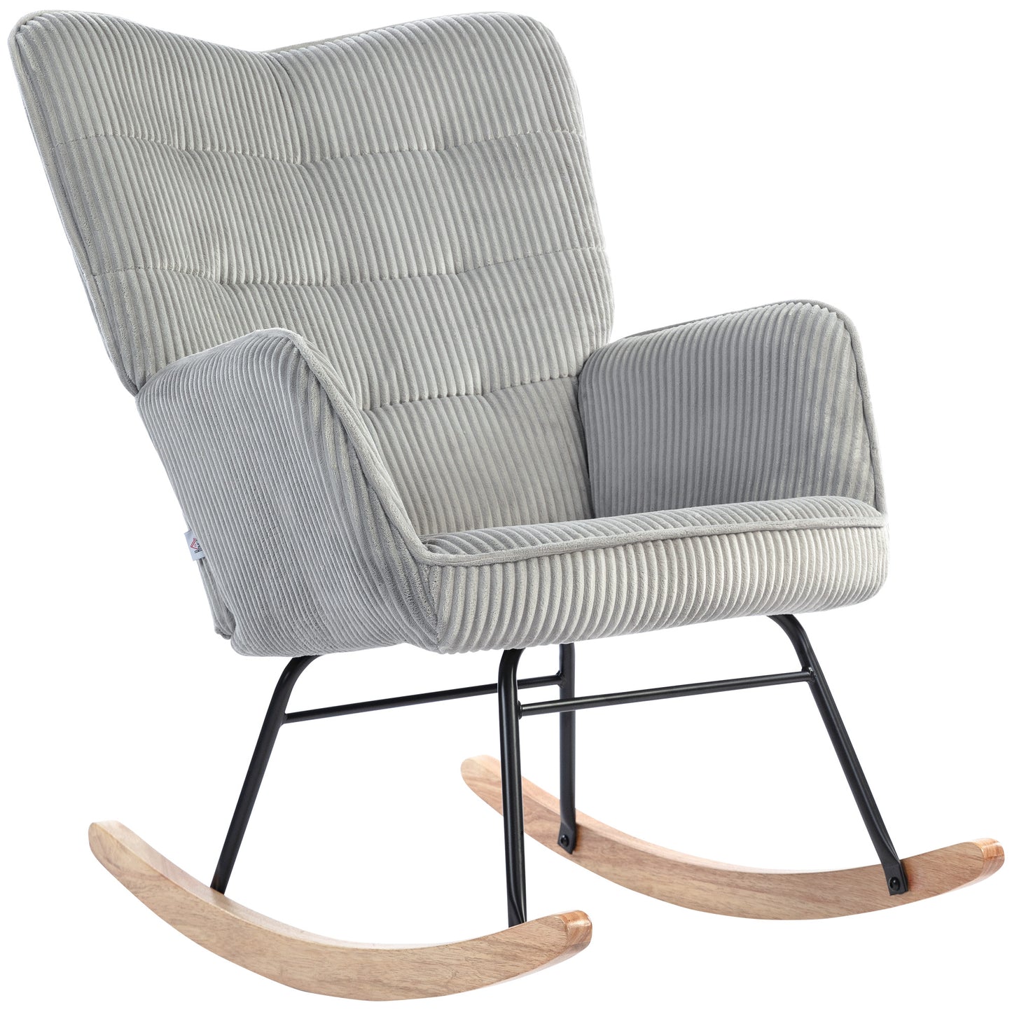 Vintage Schommelstoel – Schommelstoel Fauteuil Stoel Relaxstoel Loungechair – Lichtgrijs – Beukenhout & Staal – Extra Dikke Vulling