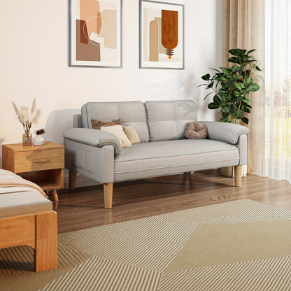 2-Zitsbank – Tweezitsbank – Sofa – Loveseat – Bankstel – Lichtgrijs – Compact en Comfortabel – Zijvak en Dikke Kussens