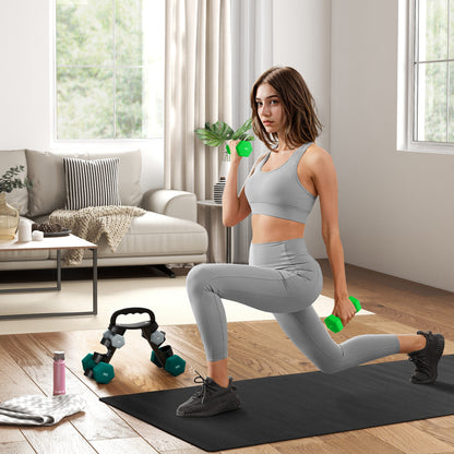 Halterset – Dumbbells – Dumbbellset – Gewichten – Fitnessset – 6-delig – Verstelbare gewichten 1-5 kg – Inclusief compact opbergrek
