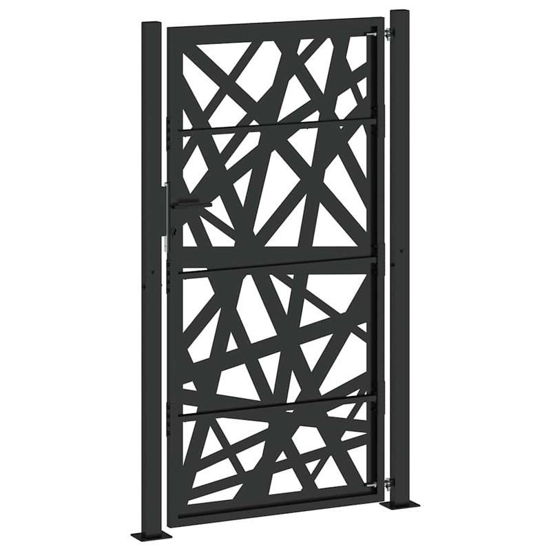Poort – Tuinpoort – Toegangspoort – Gaaspalenz – Slagpoort – Zwart Stalen Poort – Ingebouwde Verlichting – 105x180 cm