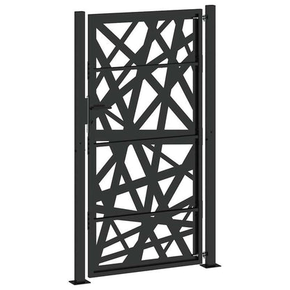 Poort – Tuinpoort – Toegangspoort – Gaaspalenz – Slagpoort – Zwart Stalen Poort – Ingebouwde Verlichting – 105x180 cm