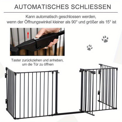 2-in-1 Pet Playpen, Foldable Safety Gate, Metal, 300 x 3 x 74.5cm, Black, Foldable Playpen, Pet Playpen for Dogs, Foldable Pet Play Pen, Pet Containment, Indoor Pet Enclosure, Spacesaving Pen, Compact Playpen, Durable Playpen