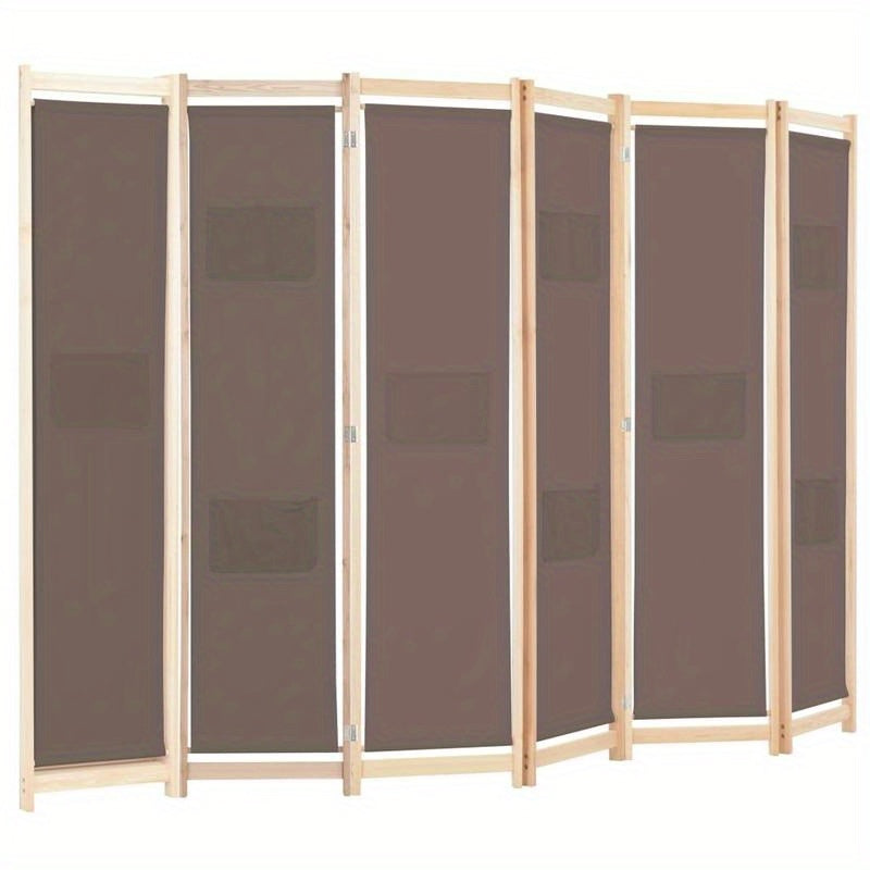 Kamerverdeler – Kamscherm – Ruimteverdeler – Scheidingswand – Panelenscherm – Bruin – 6 Panelen – 240 x 170 cm – Lichtgewicht Stof