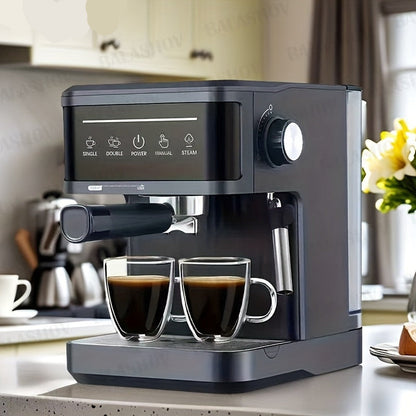Espressomachine – Koffiezetapparaat – Latte Machine – Cappuccino Maker – Koffiemachine Zwart – 20 Bar Druk – Melkschuimer & 1,8L Waterreservoir