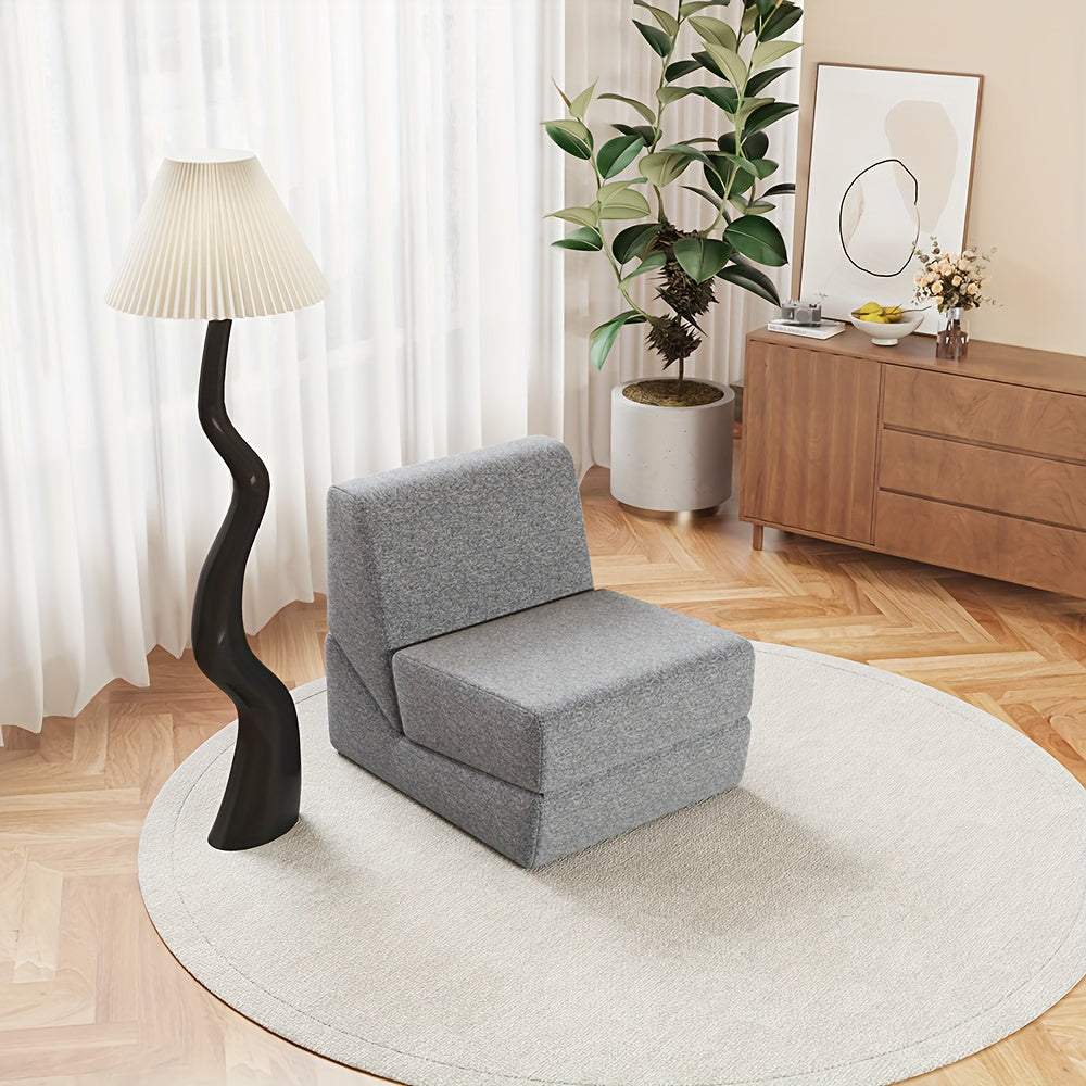Slaapbank – Bedbank – Slaapstoel – Logeerbed – Slaapfauteuil – Drievoudig Opvouwbaar – Comfortabele Katoenen Vulling – Ruimtebesparend Ontwerp – Grijs