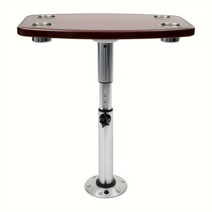 for Caravan RV Marine Boat Table W/ 4 Cup Holders & Base 55.88cm-71.12cm Rectangle USA