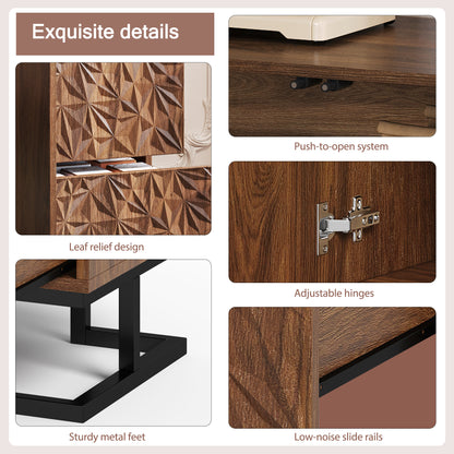 Dressoir – Buffet – Opbergkast – Sideboard – Kast – Walnootfineer – Push-to-open Greeploos – Met Kantelbeveiliging