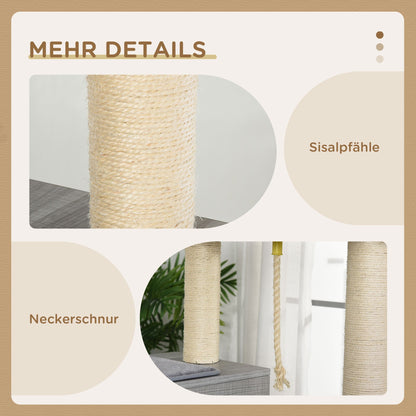 Krabpaal – Kattenboom – Krabmeubel – Kattenhuis – Kattenmand – 155 cm Hoog – Met Hangmat en Sisal Krabpalen