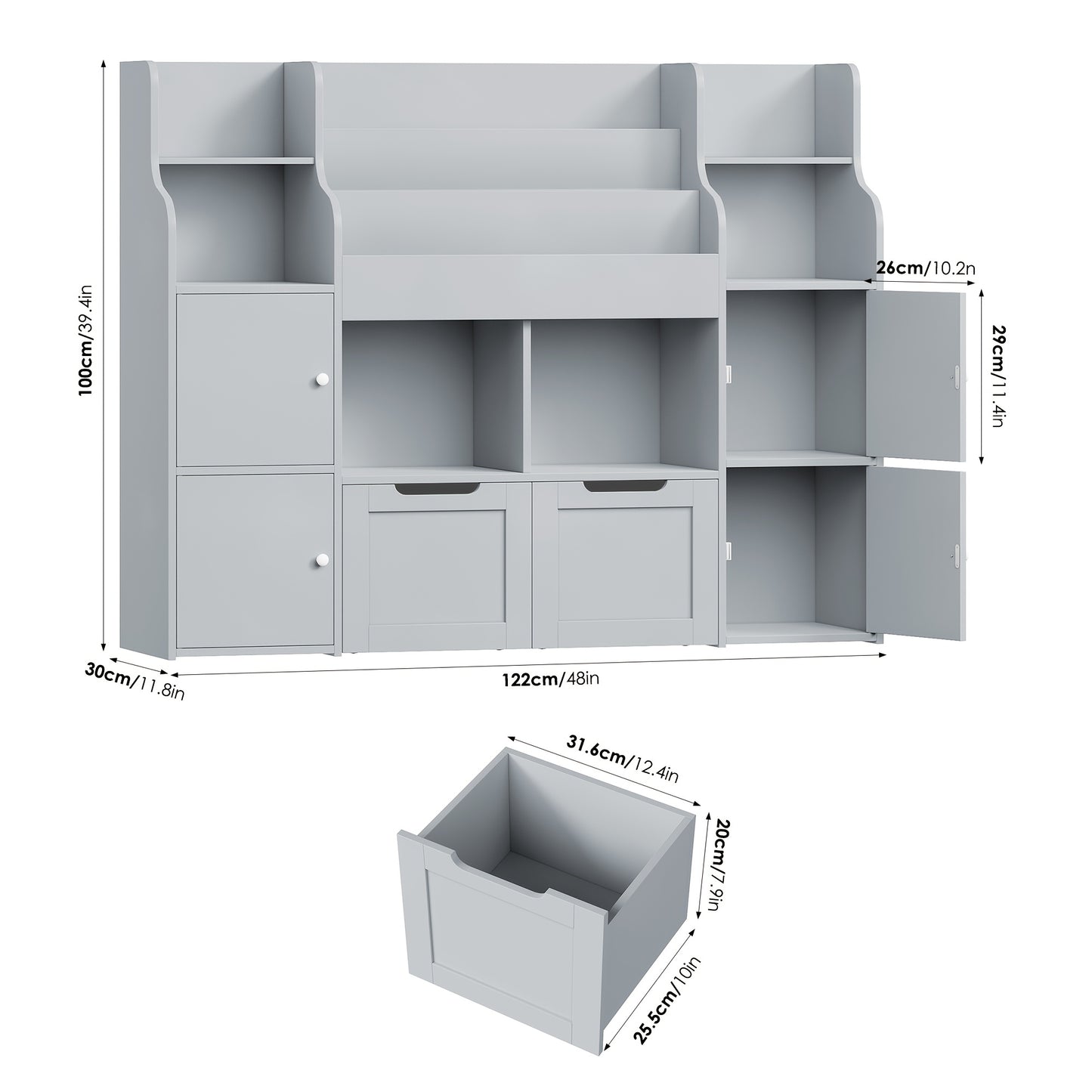 Kast – Ladekast – Boekenkast – Opbergkast – Opbergmeubel – Roze-Witte Houten Kast – Ruime Indeling – Eenvoudige Montage