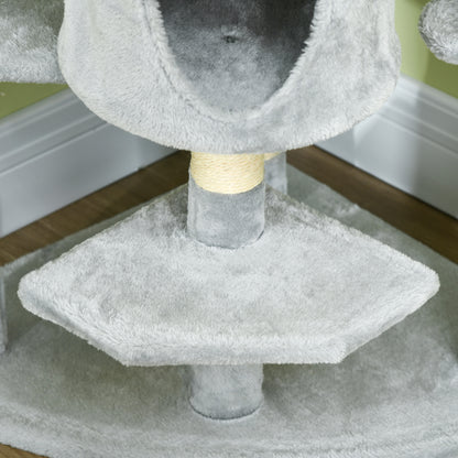 Kattenklimboom – Kattenboom – Klimpaal – Krabpaal – Speelboom – Extra Hoog 200 cm – 6 Platforms & 2 Hangmatten – Duurzaam Houtvezelplaat & Pluche