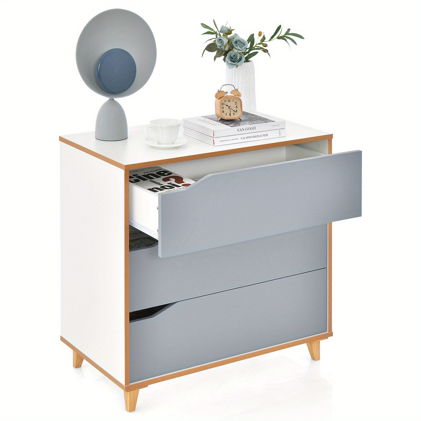 Ladekast – Ladenkast – Opbergkast – Commode – Dressoir – Compact 3 Lades – Anti-Kantel Ontwerp & Rubberen Pootjes