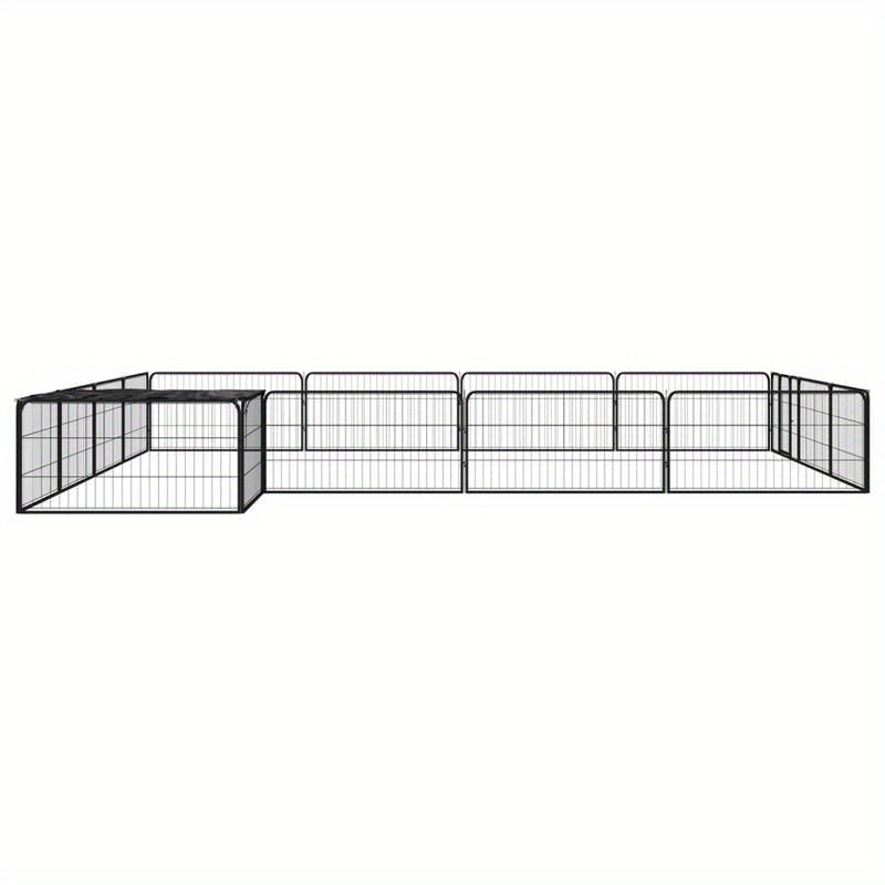 Hondenren – Hondenhok – Puppyren – Loopren – Buitenren – Zwart – 16 Panelen 100x50 cm – Gepoedercoat Staal – Veilig Slot