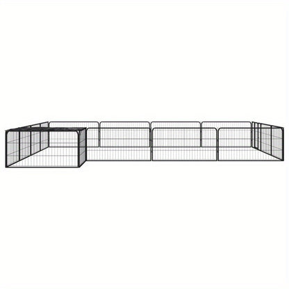 Hondenren – Hondenhok – Puppyren – Loopren – Buitenren – Zwart – 16 Panelen 100x50 cm – Gepoedercoat Staal – Veilig Slot
