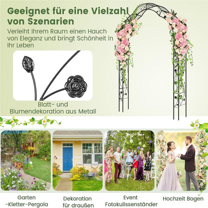 Rozenboog – Tuinboog – Klimboog – Plantenboog – Klimsteun – Zwart Metaal – 150 x 40,5 x 251,5 cm – Twee Halve Bogen