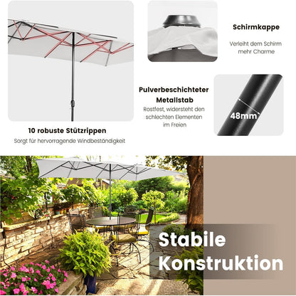 Dubbele Parasol – XXL Zonnescherm – Tuinparasol – Terrasparasol – Marktparasol – Extra Groot 426x265 cm – UV-bestendig Polyester Met Ventilatie