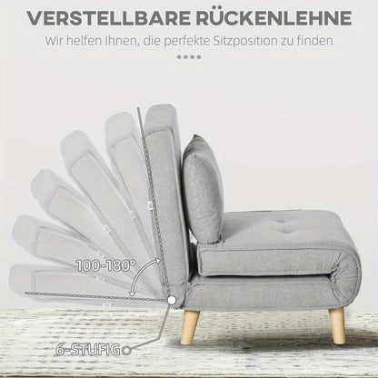 6-Position Adjustable Recliner Chair with Ergonomic Design - Heavy Duty 150kg Weight Capacity, Plush Cushioning & Sturdy Hardwood-Like Frame, Modern Grey Fabric Upholstery - Multifunctional Lounge Chair for Living Room, Bedro