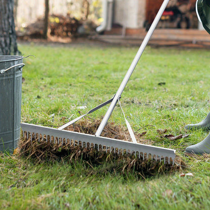 Tuinhark – Gras Hark – Blad Hark – Bodem Hark – Tuingereedschap – Aluminium Sneeuw Hark – Dubbelzijdig Harkhoofd – 174 cm Lang